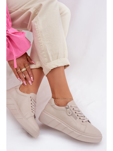 Дамски кожени мокасини Evento с цип