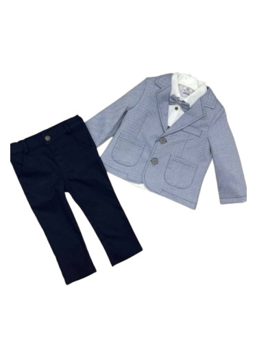 Детски комплект за момче от 4 части - риза в бяло, панталон в тъмносин