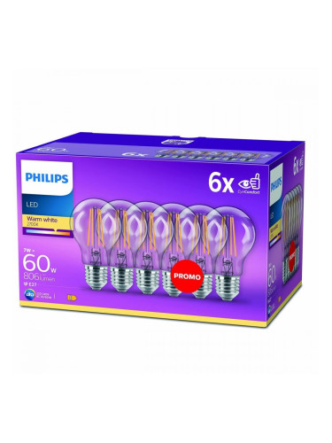 LED крушка Philips Bombilla Прозрачен E 60 W (2700k)