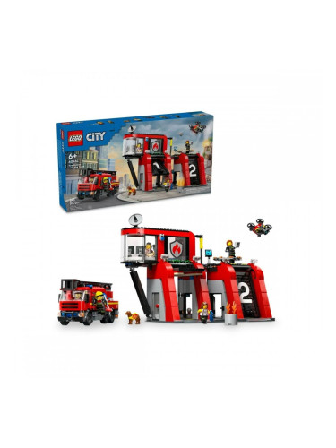 Playset Lego 60414 Fire station with Fire engine