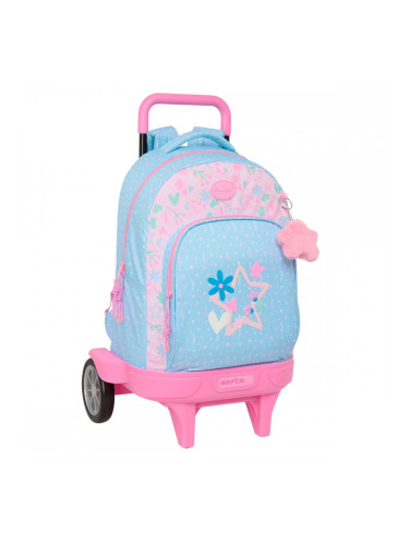 Училищна чанта с колелца BlackFit8 Smile Син Розов 33 x 45 x 22 cm