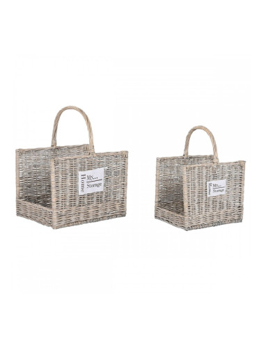 Поставка за Дърва Home ESPRIT Естествен плетена ракита 47 x 35 x 54 cm