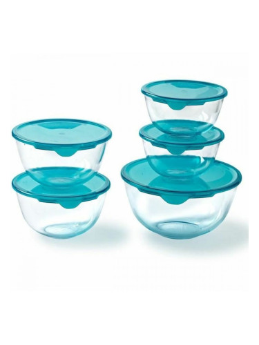 Комплект Кутии за Обяд Pyrex Прозрачен цвят тюркоаз 5 Части