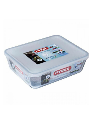 Контейнер за Съхранение на Храни Pyrex Бял Черен Прозрачен Clear Квадратен