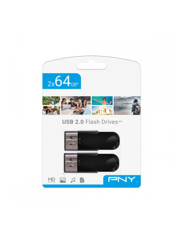 USB стик PNY FD64GATT4X2-EF Черен 64 GB (2 броя)
