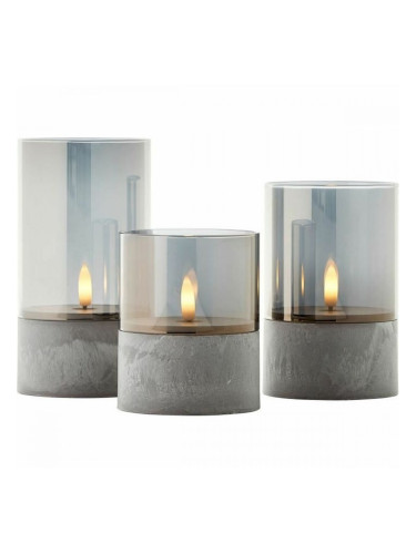 LED Свещ Brilliant Сив Метал 3 броя