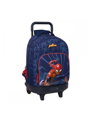 Училищна чанта с колелца Spider-Man Син 33 x 45 x 22 cm