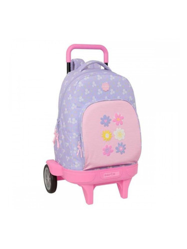 Училищна чанта с колелца Safta Bouquet Розов Люляк 33 x 45 x 22 cm