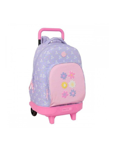 Училищна чанта с колелца Safta Bouquet Розов Люляк 33 x 45 x 22 cm