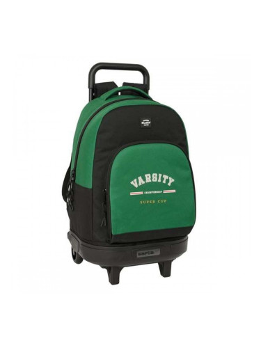 Училищна чанта с колелца BlackFit8 Varsity Черен Зелен 33 x 45 x 22 cm