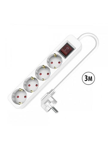 Табло с 4 гнезда с бутон за включване TM Electron TMUAD534S Бял 3680 W (3 m)