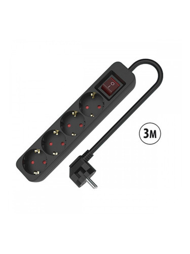 Табло с 4 гнезда с бутон за включване TM Electron TMUAD534SBK Черен 3680 W (3 m)