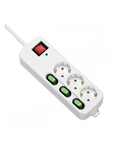 Табло с 3 гнезда с бутон за включване TM Electron TMUAD553 Бял 3680 W (1,5 m)
