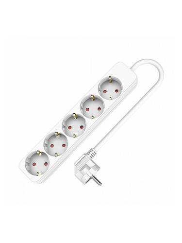 Контакт - 5 изхода с копче TM Electron TMUAD505S Бял 3680 W (1,5 m)