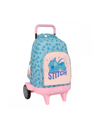 Училищна чанта с колелца Lilo & Stitch Ohana Син 33 x 45 x 22 cm