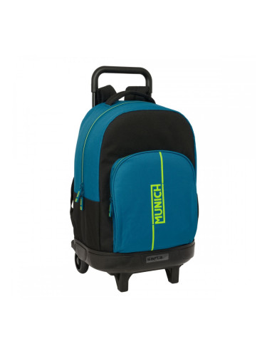 Училищна чанта с колелца Munich Land Черен Зелен 33 x 45 x 22 cm