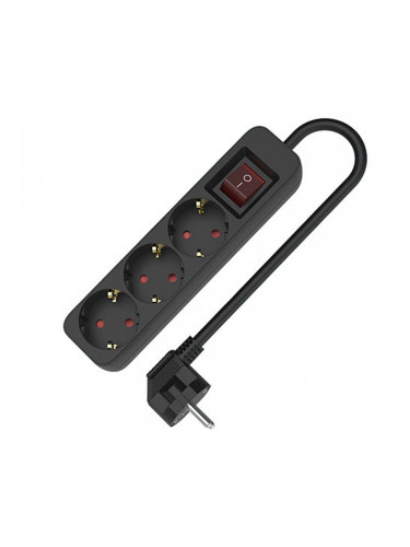 Табло с 3 гнезда с бутон за включване TM Electron TMUAD503SBK Черен 3680 W 250 V (1,5 m)