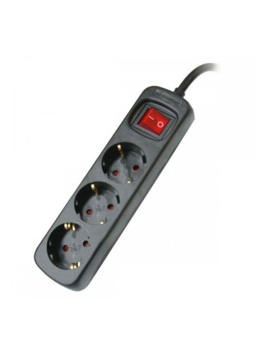 Табло с 3 гнезда с бутон за включване Schuko Silver Electronics 9643 Черен