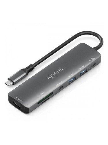 USB извод Aisens 7 EN 1 Сив 100 W