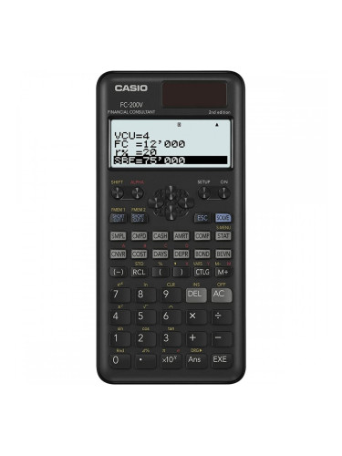 Калкулатор Casio FC-200V-2-W-ET Черен Пластмаса 16,2 x 7,7 x 1,1 cm