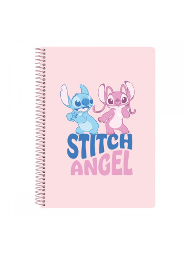 Папка с пръстени Lilo & Stitch Ohana Син Светло розово 15.5 x 22 x 1 cm