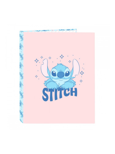 Папка с пръстени Lilo & Stitch Ohana Син Светло розово A4 26.5 x 33 x 4 cm