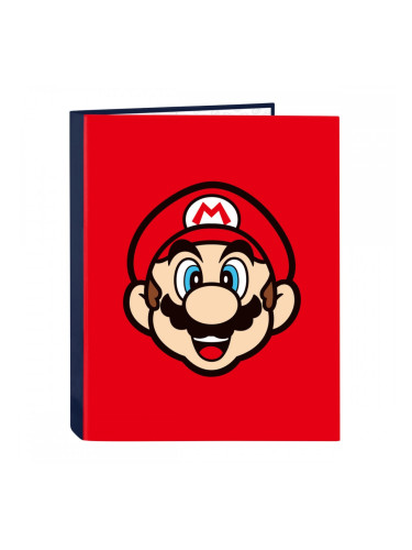 Папка с пръстени Super Mario Mamma mia Червен Морско син A4 26.5 x 33 x 4 cm