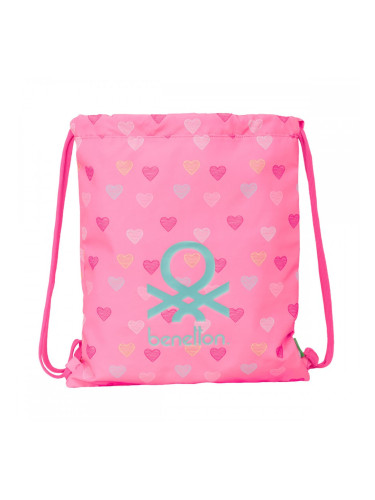Раница с връвка Benetton Heart Розов 35 x 40 x 1 cm