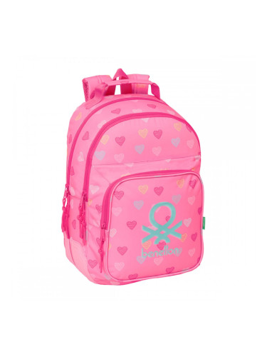 Училищна чанта Benetton Heart Розов 32 x 42 x 15 cm