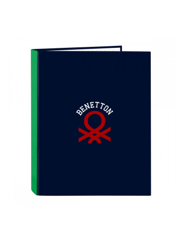 Папка с пръстени Benetton Together Морско син A4 26.5 x 33 x 4 cm