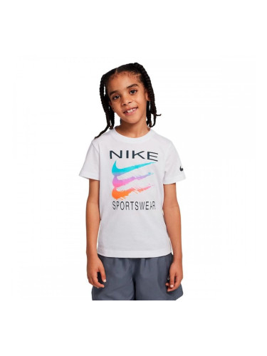 Детски Тениска с къс ръкав Nike Sportswear Swoosh Бял - Размер - 6-7 Години