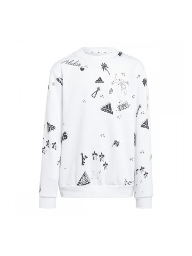 Суитчър без Качулка за Момиче Adidas Jg Bluv Q3Sweat Бял - 13-14 години