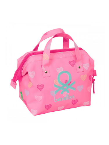 Пътническа Чантичка Benetton Heart Розов 26.5 x 17.5 x 12.5 cm