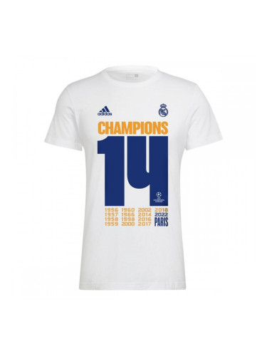 Мъжка тениска с къс ръкав Real Madrid C.F. Champions 2022 Бял - L