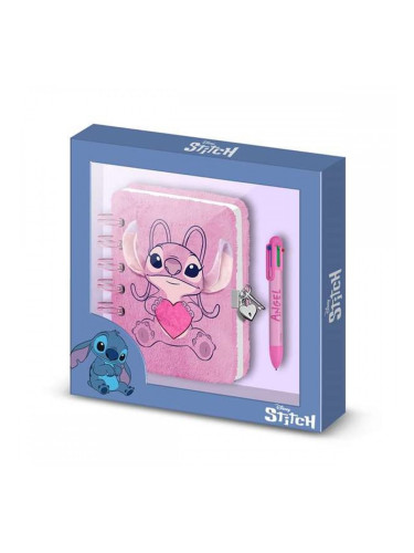 Тефтер със Спирала и Химикал Stitch Angel Розов