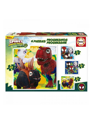 Комплект от 4 Пъзела Educa Dino Spidey 12 Части 16 Части 20 Части 25 Части (4 броя)