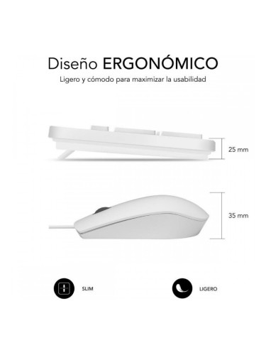 Клавиатура с мишка Subblim SUBKBC-CSSK02 Бял Испанска Qwerty QWERTY