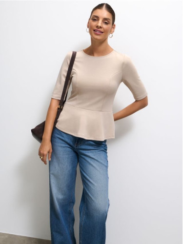 Mohito - Суитшърт с къс ръкав - бежово