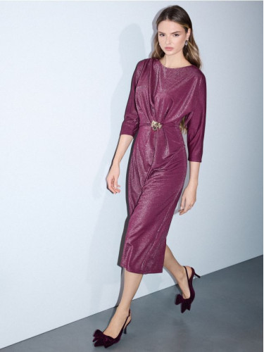 Mohito - Блестяща миди рокля - кестеняво