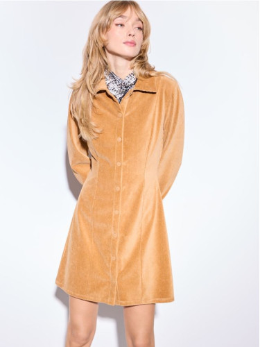 Mohito - Мини рокля от рипсено кадифе - бежово