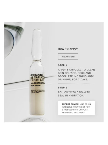 Серум за лице с Екзозоми и PDRN възстановява хидратира Germaine De Capuccini Expert Lab Tec Exosome PDRN + HA Intensive Hydro Regenerating Treatment