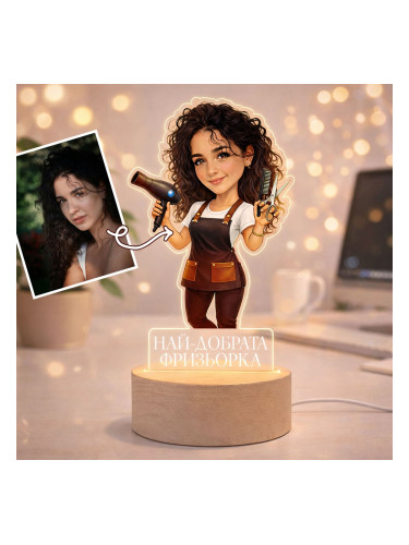 LED нощна лампа с карикатура – Фризьорка