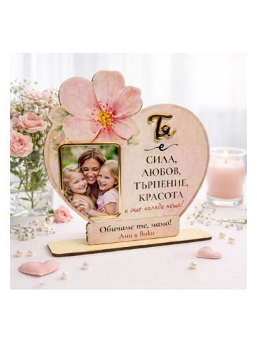 Персонализиран дървен подарък за мама със снимка
