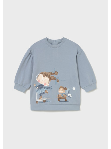 Бебешка рокля в сив цвят с ластик в талията и на ръкавите Mayoral