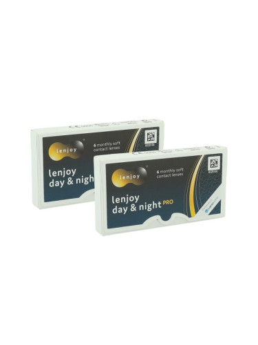 Lenjoy Day & Night PRO (12 лещи) - контактни лещи за продължително носене, силикон-хидрогелови сферични и асферични, Samfilcon A