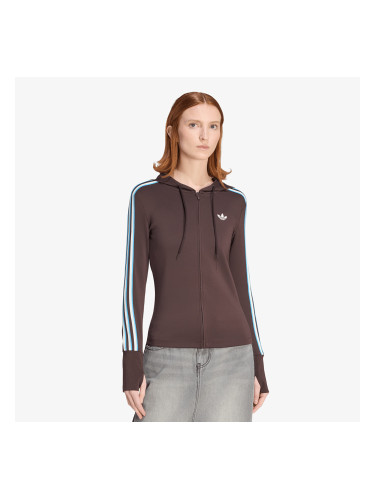 Суитшърт adidas Hooded Trefoil Zipper Jacket Aurora Coffee L