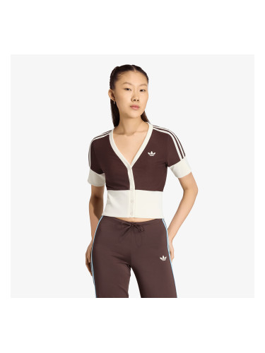 Тениска adidas V-Neck Shirt With Buttons Aurora Coffee M