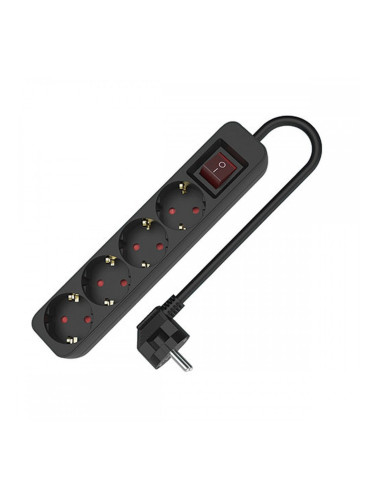 Табло с 4 гнезда с бутон за включване TM Electron TMUAD504SBK Черен 3680 W (1,5 m)