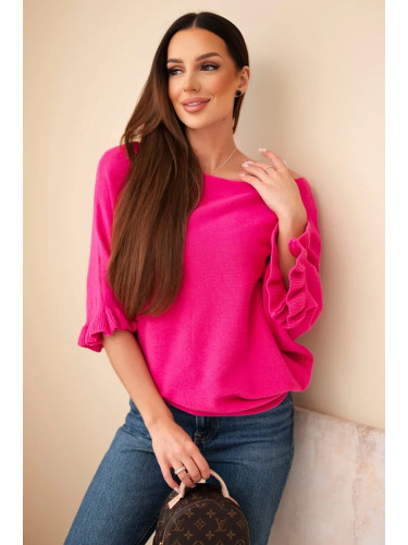 Дамски пуловер Kesi Włoski Batwing цвят фуксия