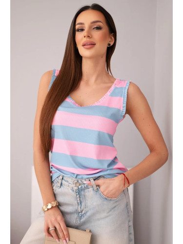 Дамска блуза без ръкави с цветни райета